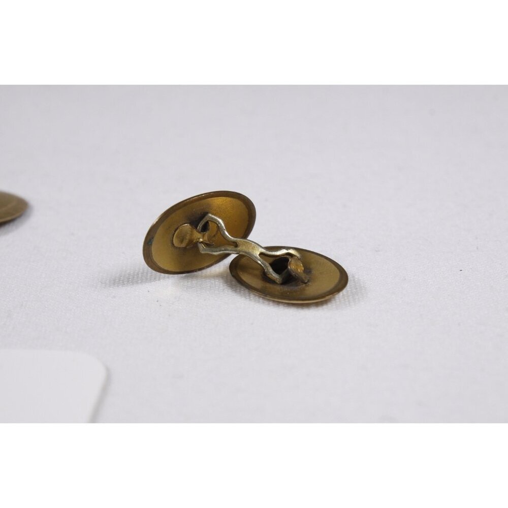 Vintage gold toned cufflinks with engraved decoration, oval cuff links classic - Picture 4 of 8